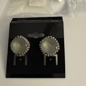Sabika Silver and White Crystal Earrings
